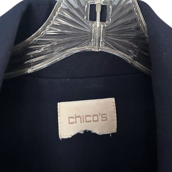 Chico’s Navy Blue Military Jacket Women’s 4/XXL Gold Button Trim Flap Pockets - Picture 4 of 10